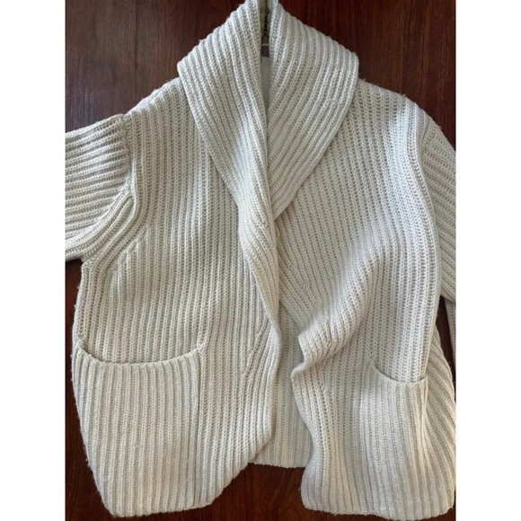 Women's M.M. LaFleur Cream Ribbed Knit Cardigan XS/S - Picture 2 of 6